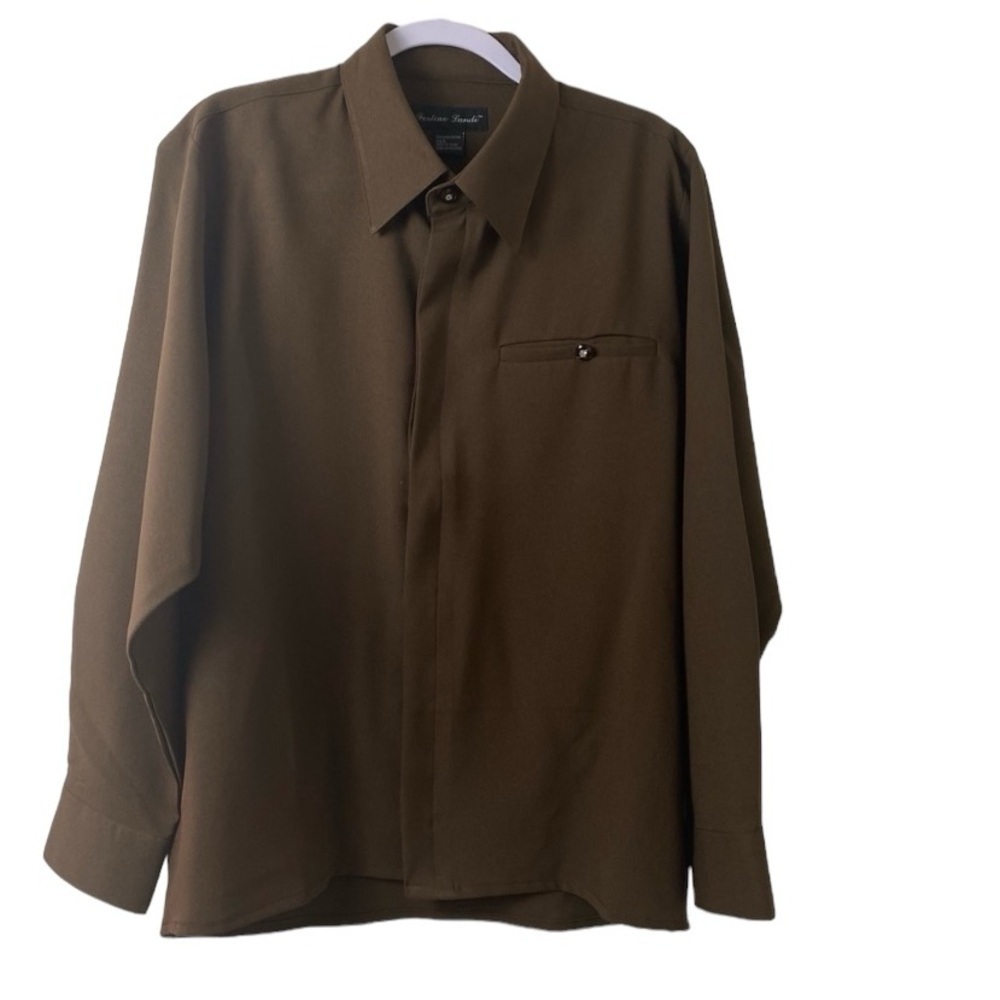 Fortino  Landi Men Dress Shirt Brown. Sz L.